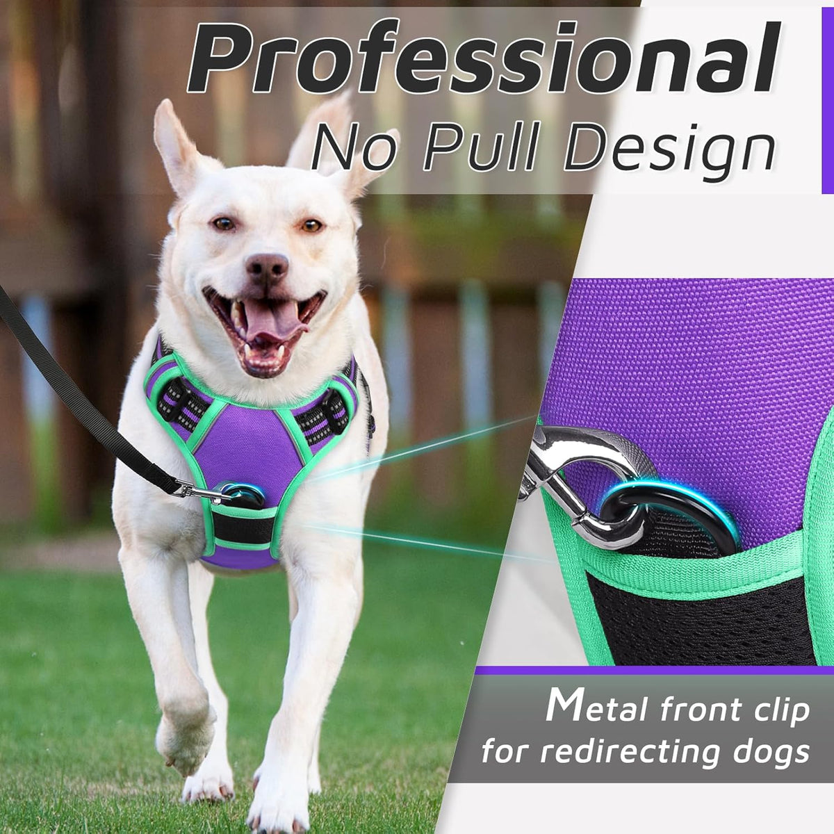 Eagloo Dog Harness Small Sized Dog, No Pull Service Vest with Reflective Strips and Control Handle