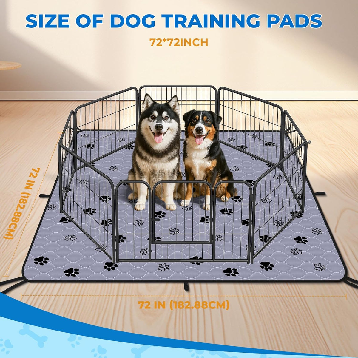 Fostanfly Washable Pee Pads for Dogs, 72"x72"-1 Pack Extra Large Reusable Potty Pads for Floor