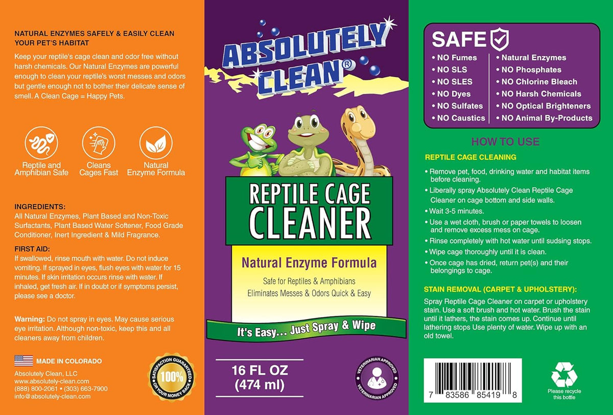Absolutely Clean Amazing Reptile & Amphibian Terrarium Cleaner and Odor Eliminator - Just