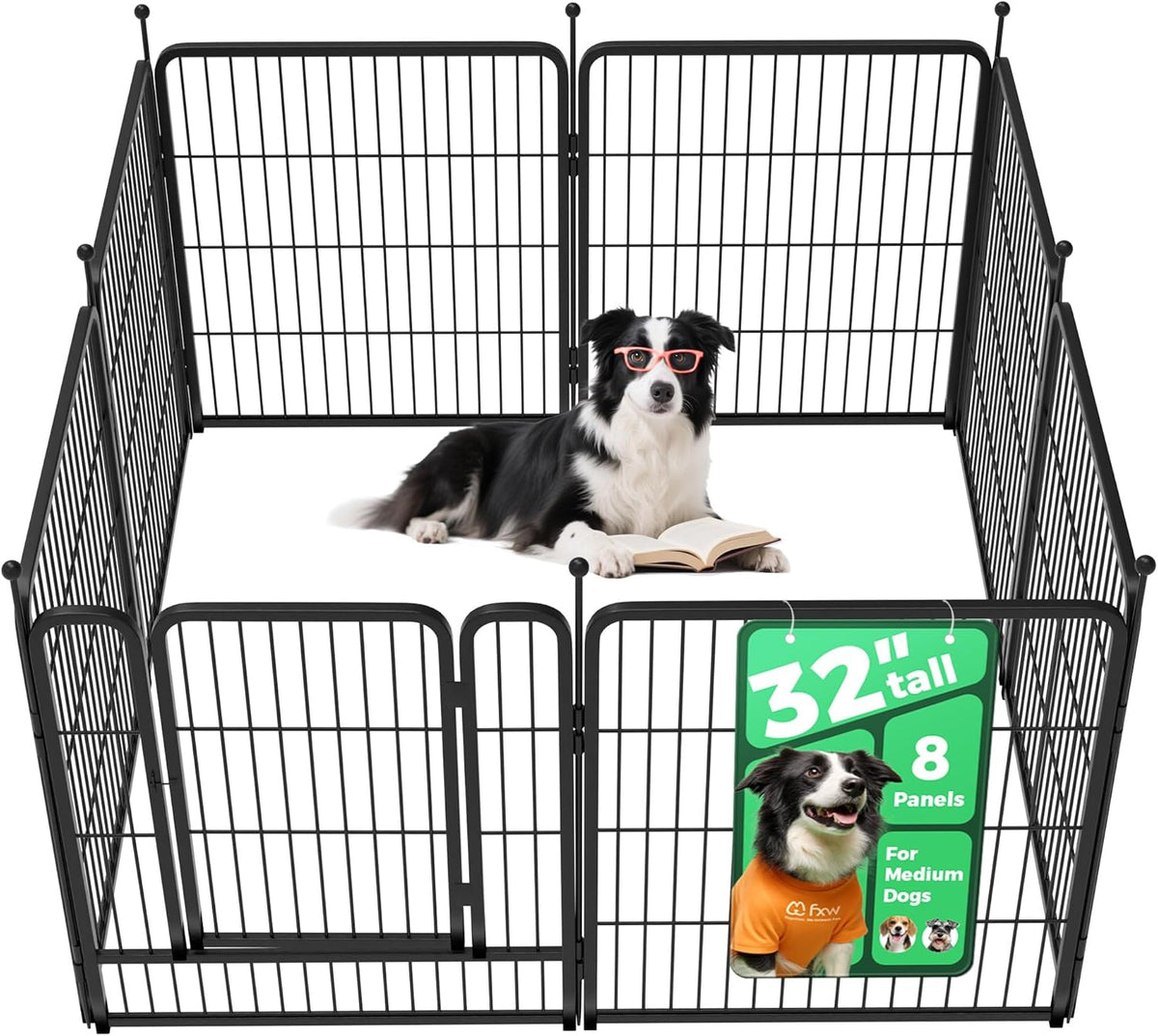 FXW Rollick Unleashed Dog Playpen for Indoor, Yard, RV Camping, 32 inch 8 Panels for Small and
