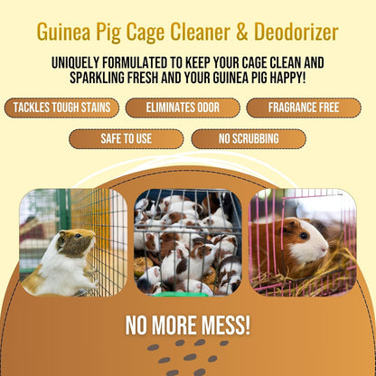 32oz Guinea Pig Cage Cleaner & Deodorizer Spray - Safe & Effective Odor Eliminator for Small Animal