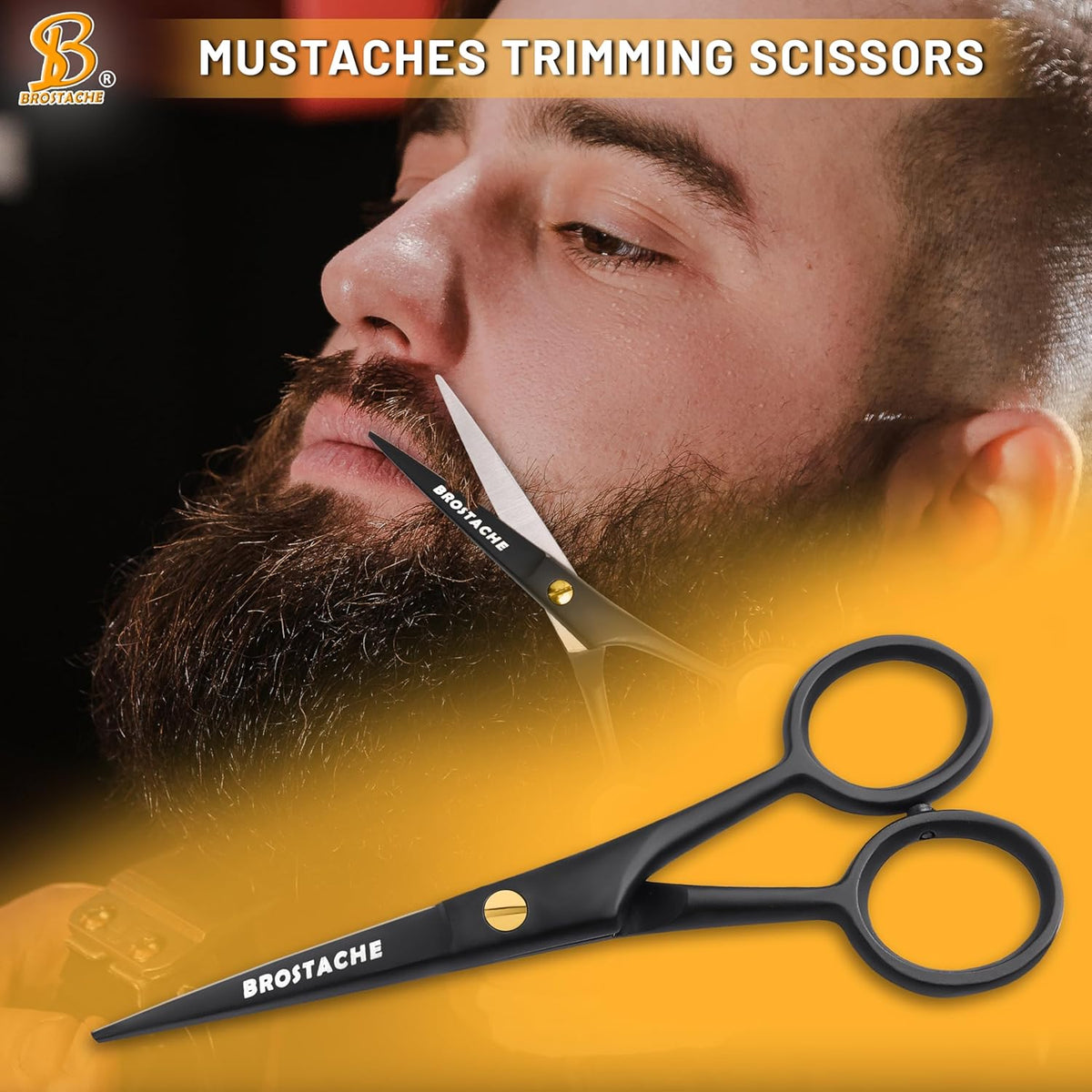 5” Professional Beard and Mustache Scissors, German Steel Beard Scissors Come with Mustache Comb