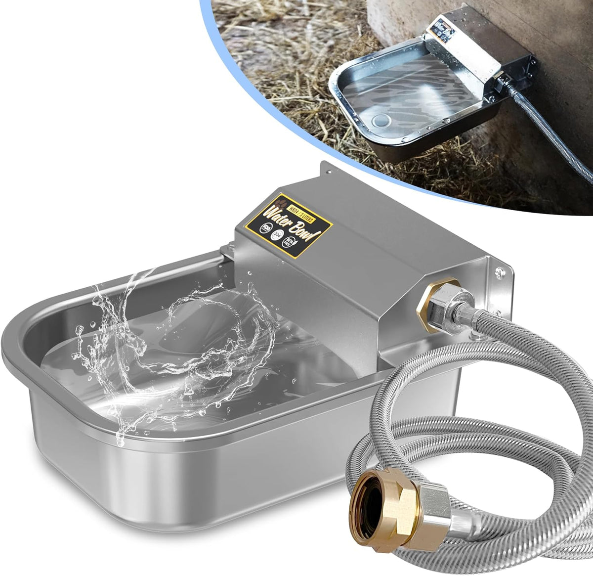 Automatic Water Dispenser for Dogs, 101oz Outdoor Dog Water Bowl, 304 Stainless Steel Water Feeder