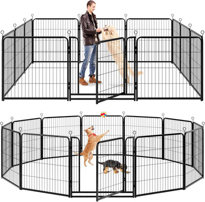 Dog Playpen Outdoor Extra Wide 12 Panels Heavy Duty Dog Fence 32" Height Anti-Rust with Doors