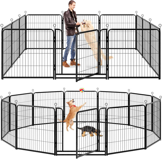 Dog Playpen Outdoor Extra Wide 12 Panels Heavy Duty Dog Fence 32" Height Anti-Rust with Doors