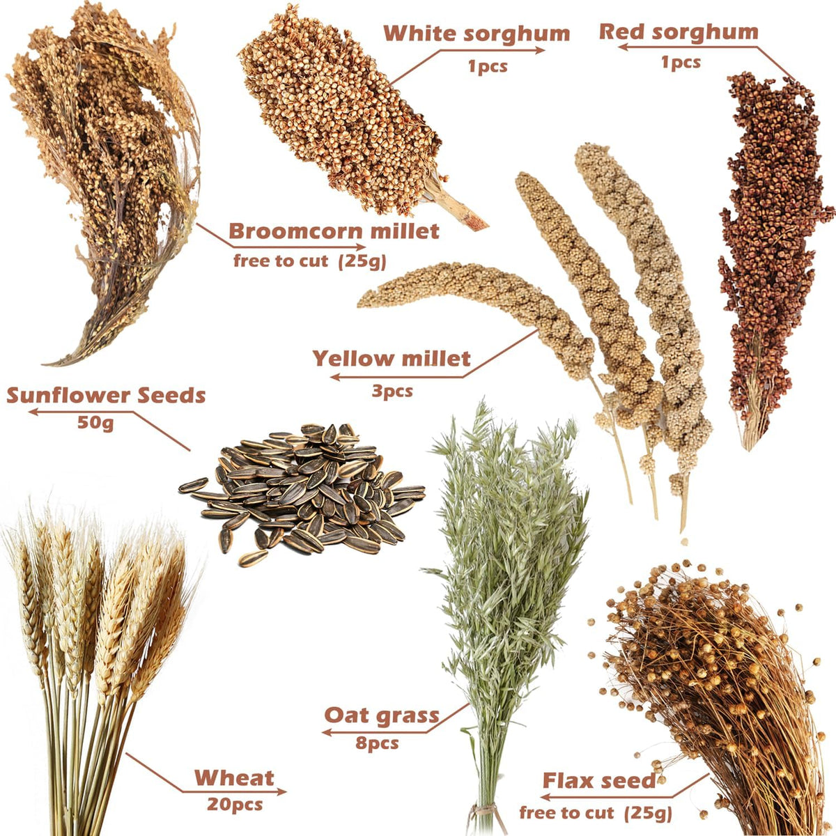 Natural Ear of Grain Flower&Herb Bedding Mate Habitat Decor, Adding Fun Hamster Accessories for