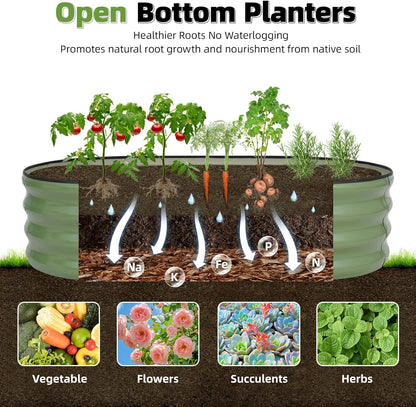 G GOOD GAIN Galvanized Metal Raised Garden Bed Kit - 4x2x1FT Outdoor Planter Box with Safety Edging