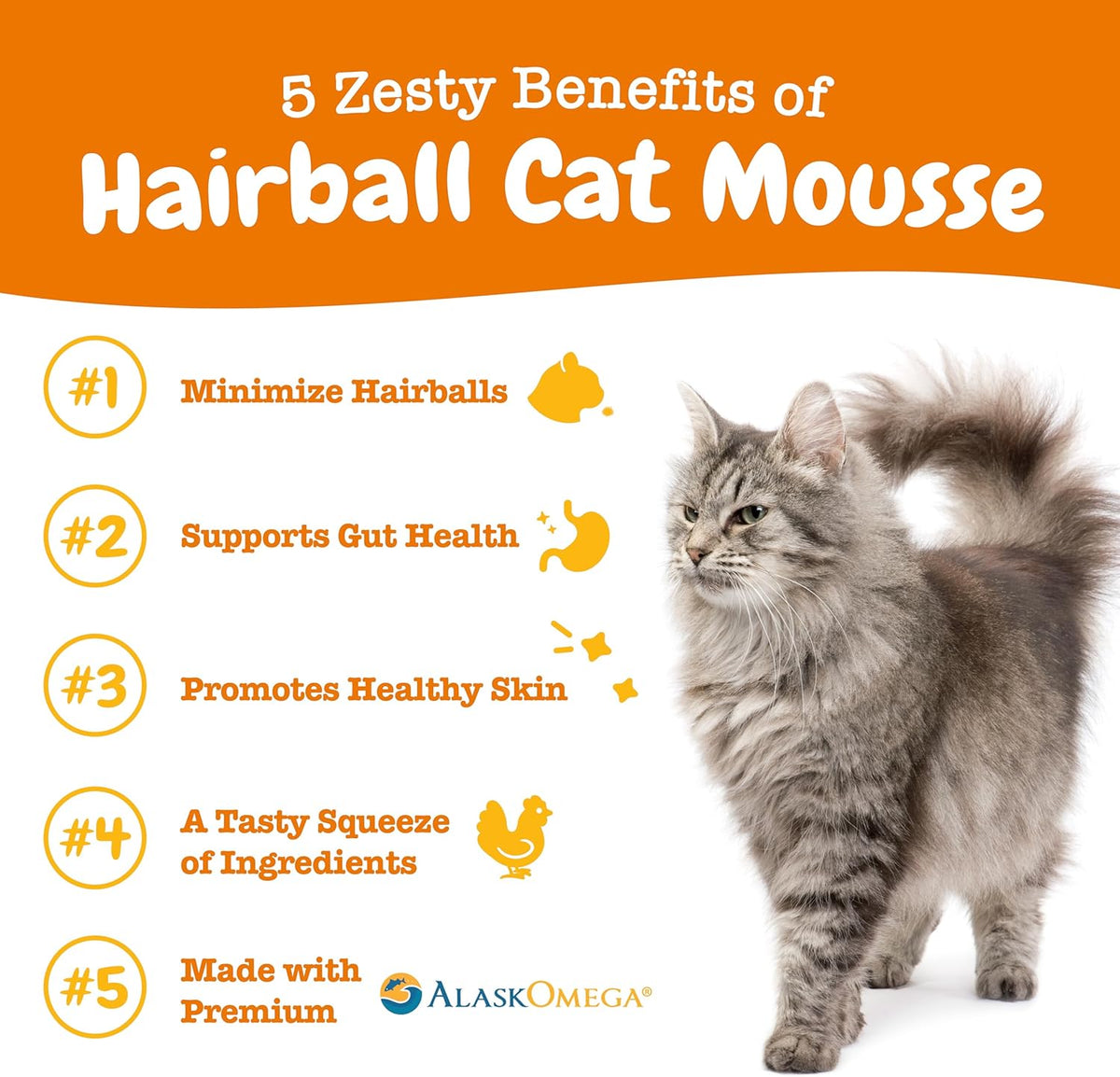 Zesty Paws Hairball Cat Mousse - Hairball Treats for Cats Digestive Support - Lickable Cat Vitamin