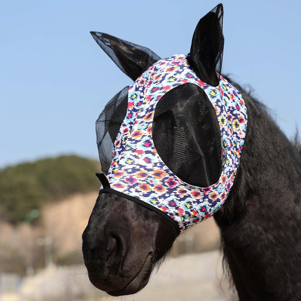 Harrison Howard Super Comfort Stretchy Fly Mask Large Eye Space with UV Protection Soft on Skin