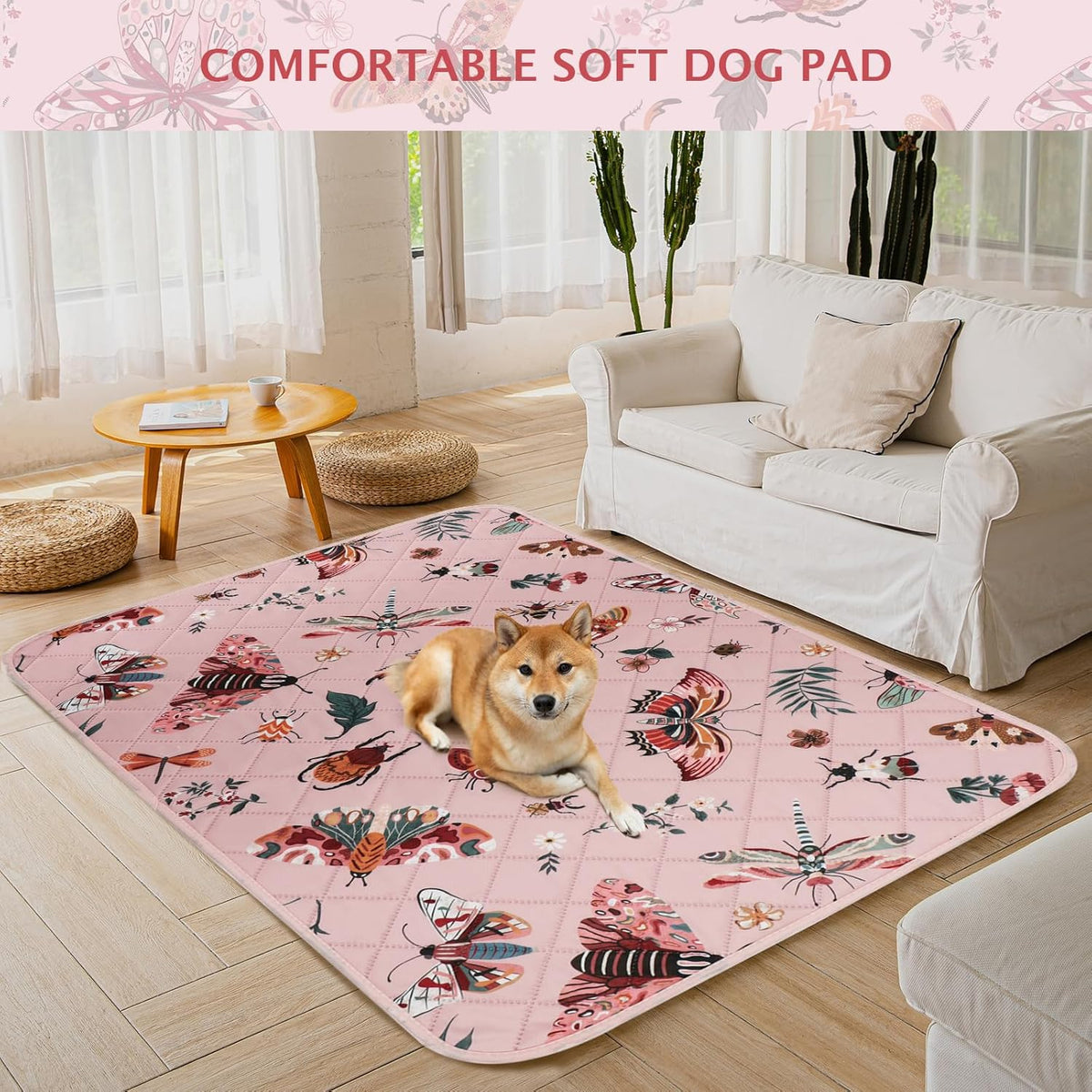 IEUUMLER Washable Pee Pads for Dogs, 1 Pack Insect Pattern Reusable Waterproof Puppy Potty Pads