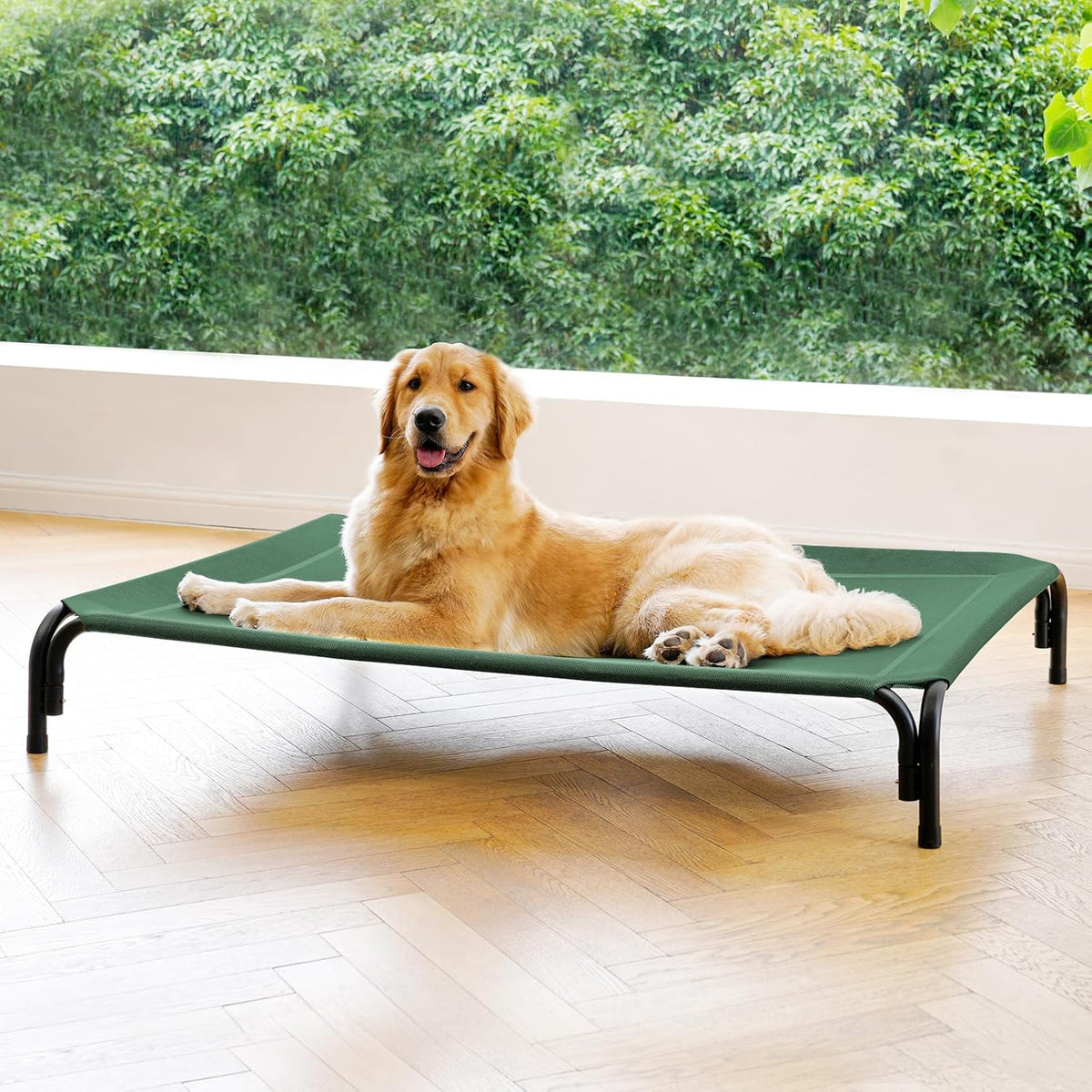 Elevated Dog Bed Raised Outdoor Dog Cot for Large Dogs, Installation Requires No Tools, Frame with