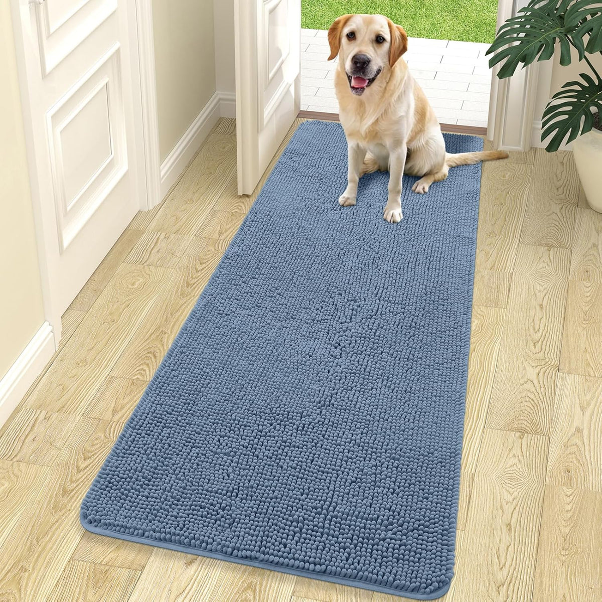OLANLY Dog Door Mat for Muddy Paws 70x24, Absorbs Moisture and Dirt, Absorbent Non-Slip Washable