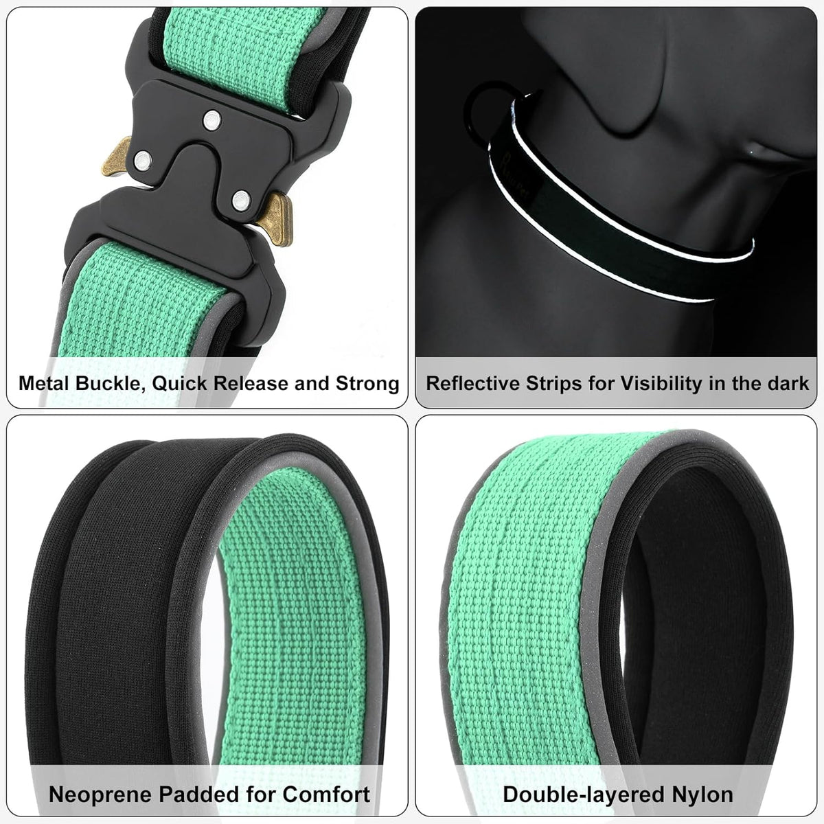 Plutus Pet Tactical Dog Collar, Reflective, Adjustable Heavy Duty Dog Collar, Soft Padded and