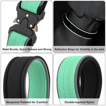 Plutus Pet Tactical Dog Collar, Reflective, Adjustable Heavy Duty Dog Collar, Soft Padded and