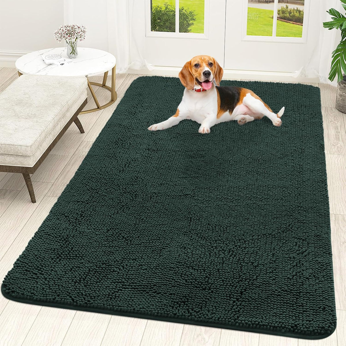OLANLY Dog Door Mat for Muddy Paws 59x35, Absorbs Moisture and Dirt, Absorbent Non-Slip Washable