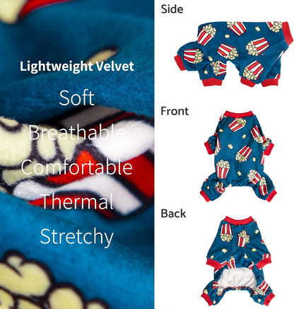 Fitwarm Popcorn Dog Pajamas, Funny Dog Clothes for Small Dogs Boy Girl, Fleece Pet Onesie with