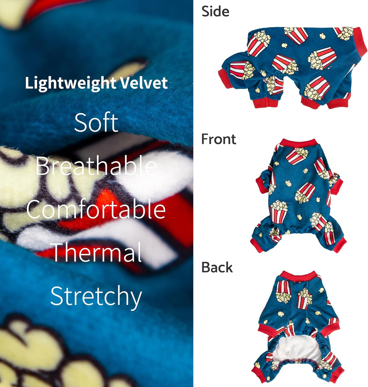 Fitwarm Popcorn Dog Pajamas, Funny Dog Clothes for Small Dogs Boy Girl, Fleece Pet Onesie with