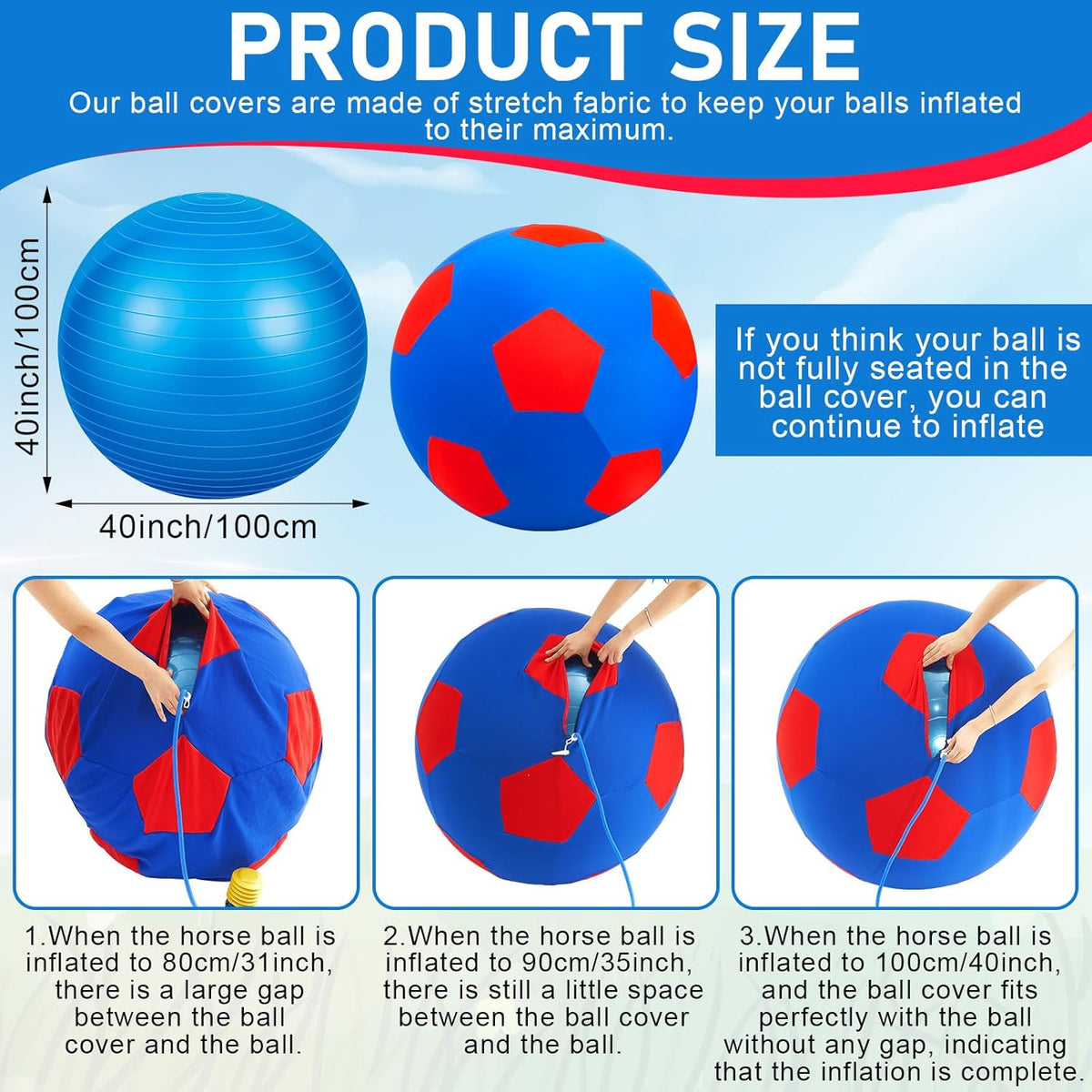 40inch Giant Herding Ball with Ball Cover Anti Burst Please Watch VCR for How to Inflation Horse