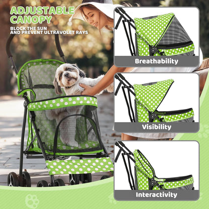 Magshion Compact Pet Stroller for Small-Medium Dogs/Cats up to 22lbs, 4-Wheel Lightweight Umbrella