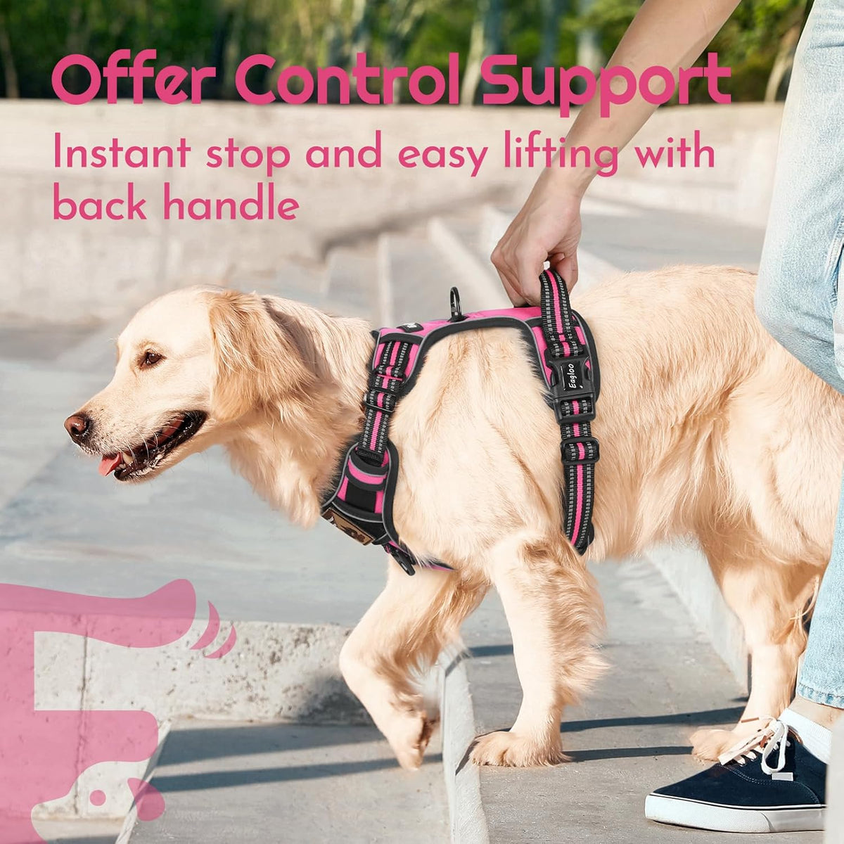 Eagloo Dog Harness for Large Dogs, Easy Wearing with 3 Buckles, Adjustable No Pull Pet Harness with