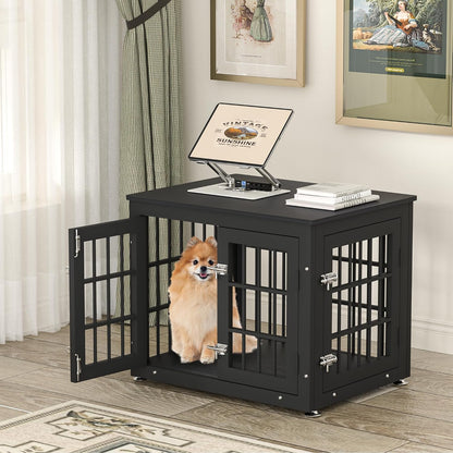 26 Inch Heavy Duty Dog Crate Furniture for Small Dogs, Decorative Pet House End Table, Wooden Cage