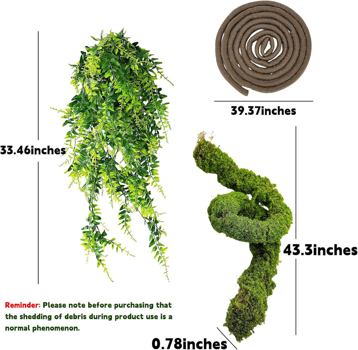 BNOSDM Reptile Plants,Flexible Rainforest Vines with Moss,Bendable Jungle Climbing Vines,Terrarium