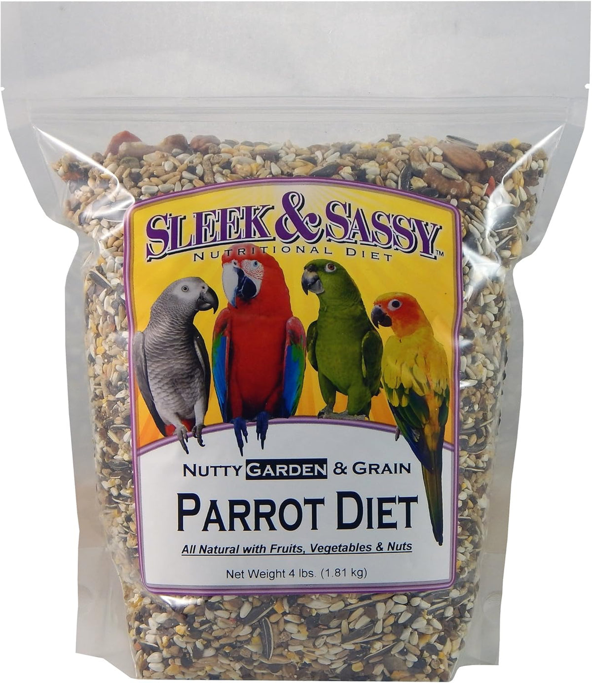SLEEK & SASSY Nutty Garden & Grain Parrot Food (4 lbs.)