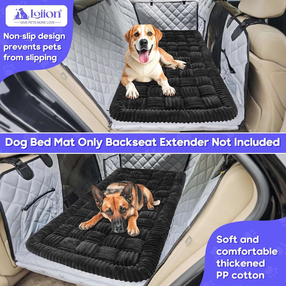 Dog Car Bed Mat, Non-Slip Backseat Extender Pet Blanket, Plaid Dog Bed for SUVs, Sedans & Trucks