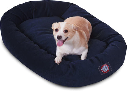 Majestic Pet 32 Inch Micro Velvet Calming Dog Bed Washable 32x23x7 (inch) – Cozy Soft Round Donut