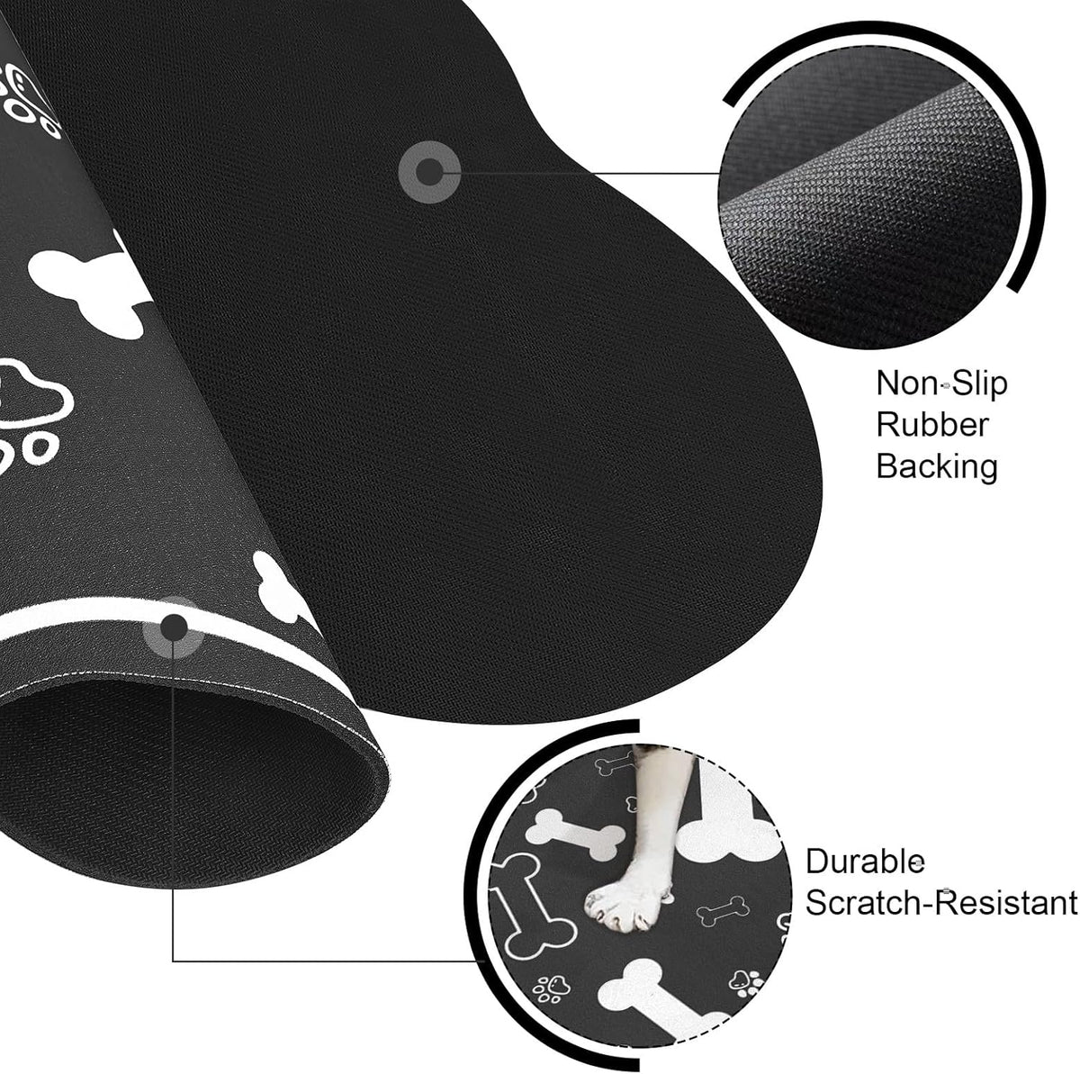 Dog Cat Food Mat,Rapid AbsorbentPet Feeding Mat, Bone Shaped Dog Placemat Water Bowl Mat with