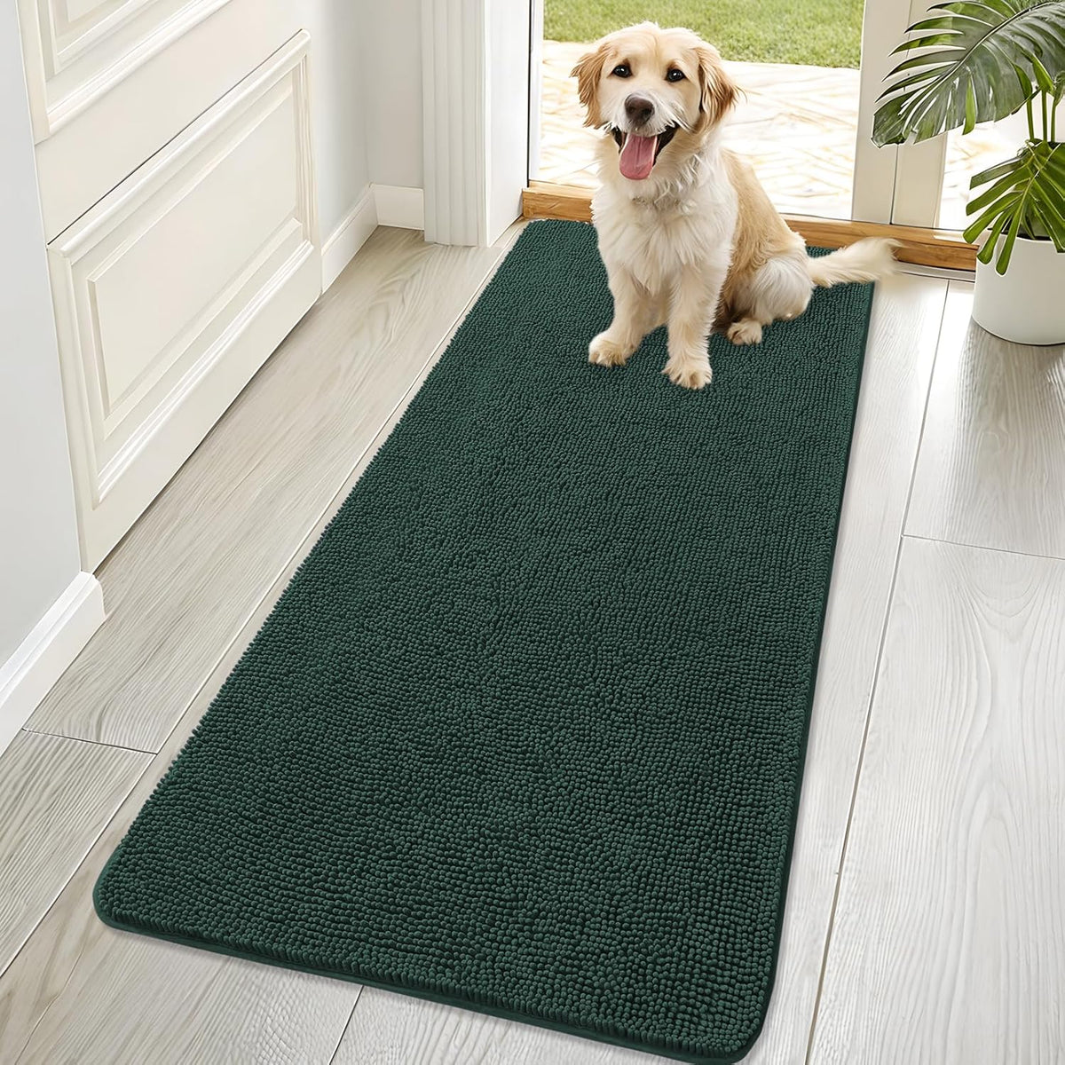 OLANLY Dog Door Mat for Muddy Paws 70x32, Absorbs Moisture and Dirt, Absorbent Non-Slip Washable