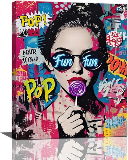 Fashion Women Wall Art Glam Modern Artwork for Girls Banksy Street Graffiti Pop Art Canvas Pictures