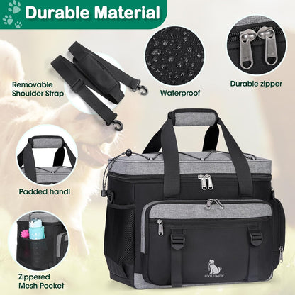 IGOLUMON Dog Travel Bag Large Pet Travel Bags Set for Supplies Weekend Travel Kit Tote Organizer