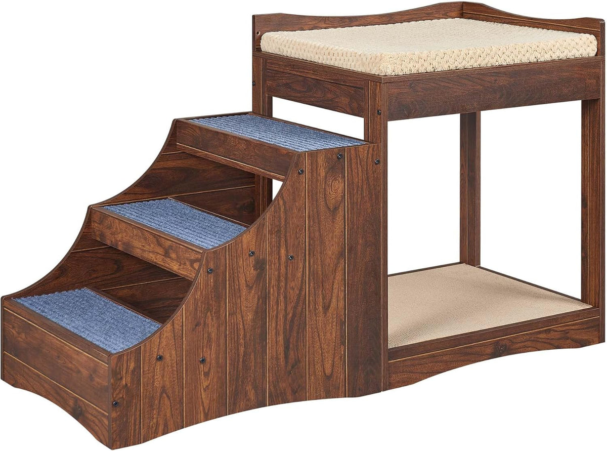 unipaws Pet Bunk Bed with Removable Step for Dogs and Cats, Multi-Level Bed Window Perch Seat