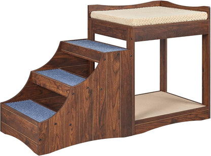unipaws Pet Bunk Bed with Removable Step for Dogs and Cats, Multi-Level Bed Window Perch Seat