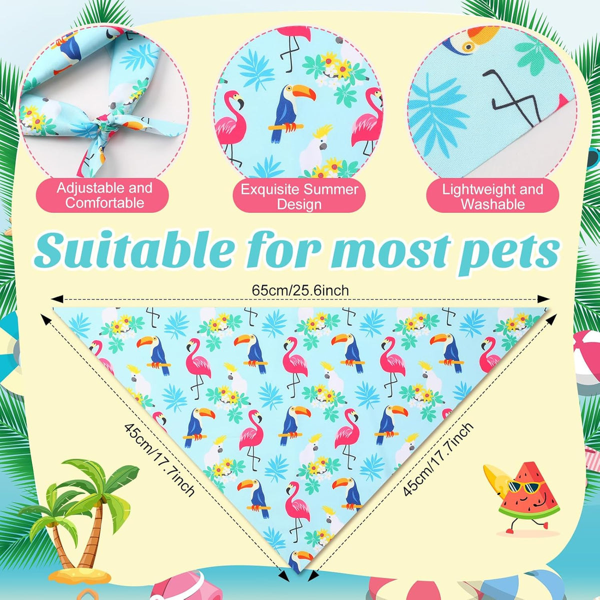 Shyyween100 Pieces Hawaii Dog Bandanas Bulk Summer Bandanas for Dogs Soft Bibs Adjustable Triangle