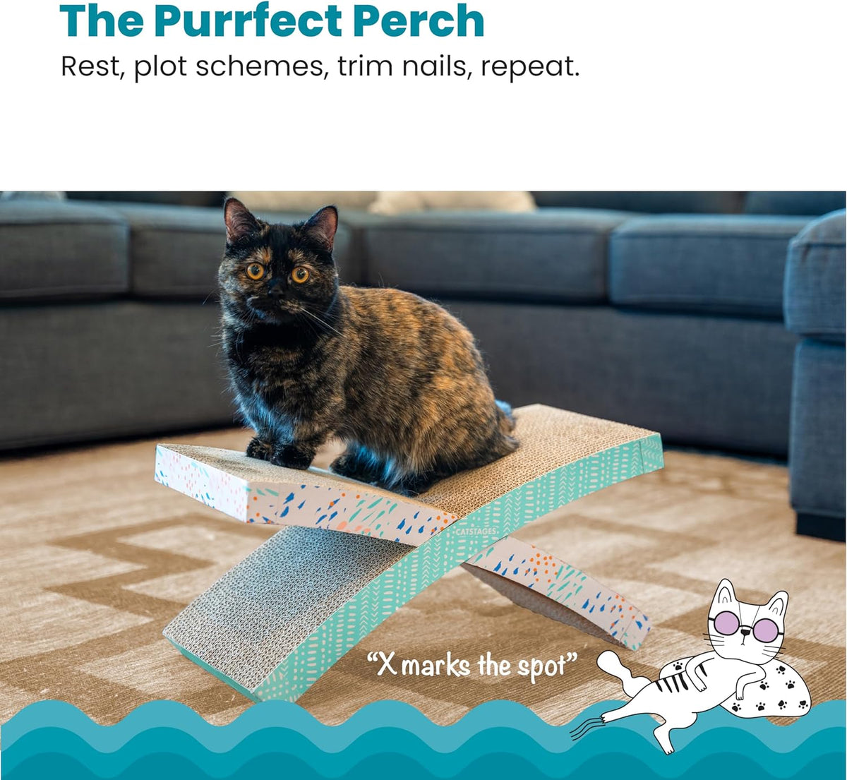 Catstages Easy Life Hammock Cat Lounger & Scratcher – Elevated Scratcher & Resting Spot for Cats