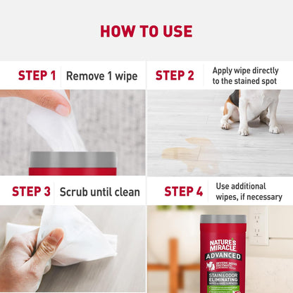 Nature’s Miracle Advanced Stain And Odor Eliminating Wipes for Hard Surfaces, 30 Count, Enzymatic