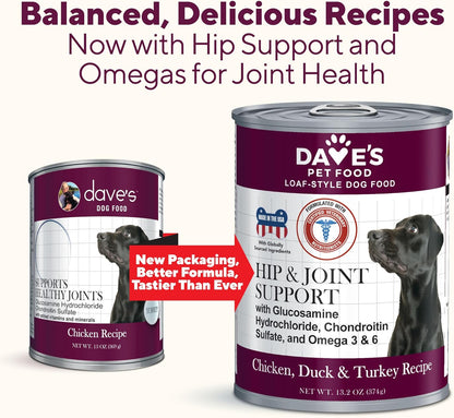 Dave's Pet Food Glucosamine Chondroitin for Dogs, Hip and Joint Support, Gluten-Free, Wet Senior