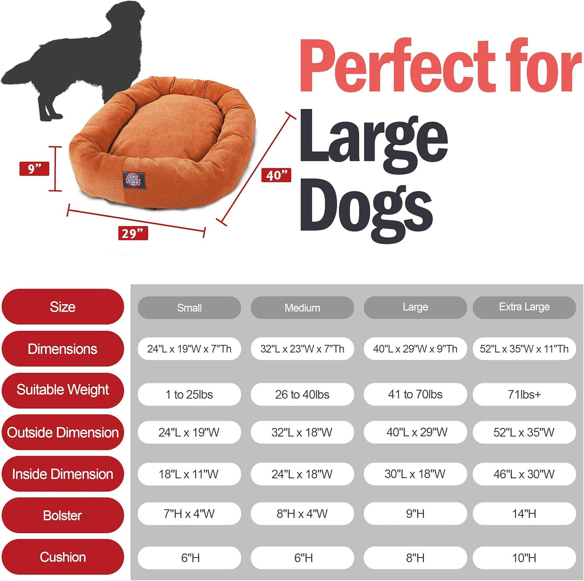 Majestic Pet 40 Inch Micro Velvet Calming Dog Bed Washable 40x29x9 (inch) – Cozy Soft Round Donut
