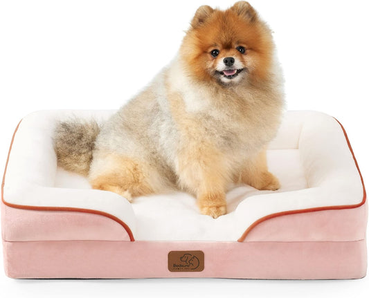 Bedsure Small Orthopedic Dog Bed - Washable Bolster Dog Sofa Beds for Small Dogs, Supportive Foam