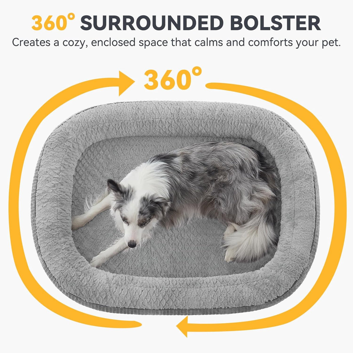 JOEJOY Orthopedic Dog Bed for Extra Large Dogs, Egg-Crate Memory Foam Pet Bed with Bolster Sides