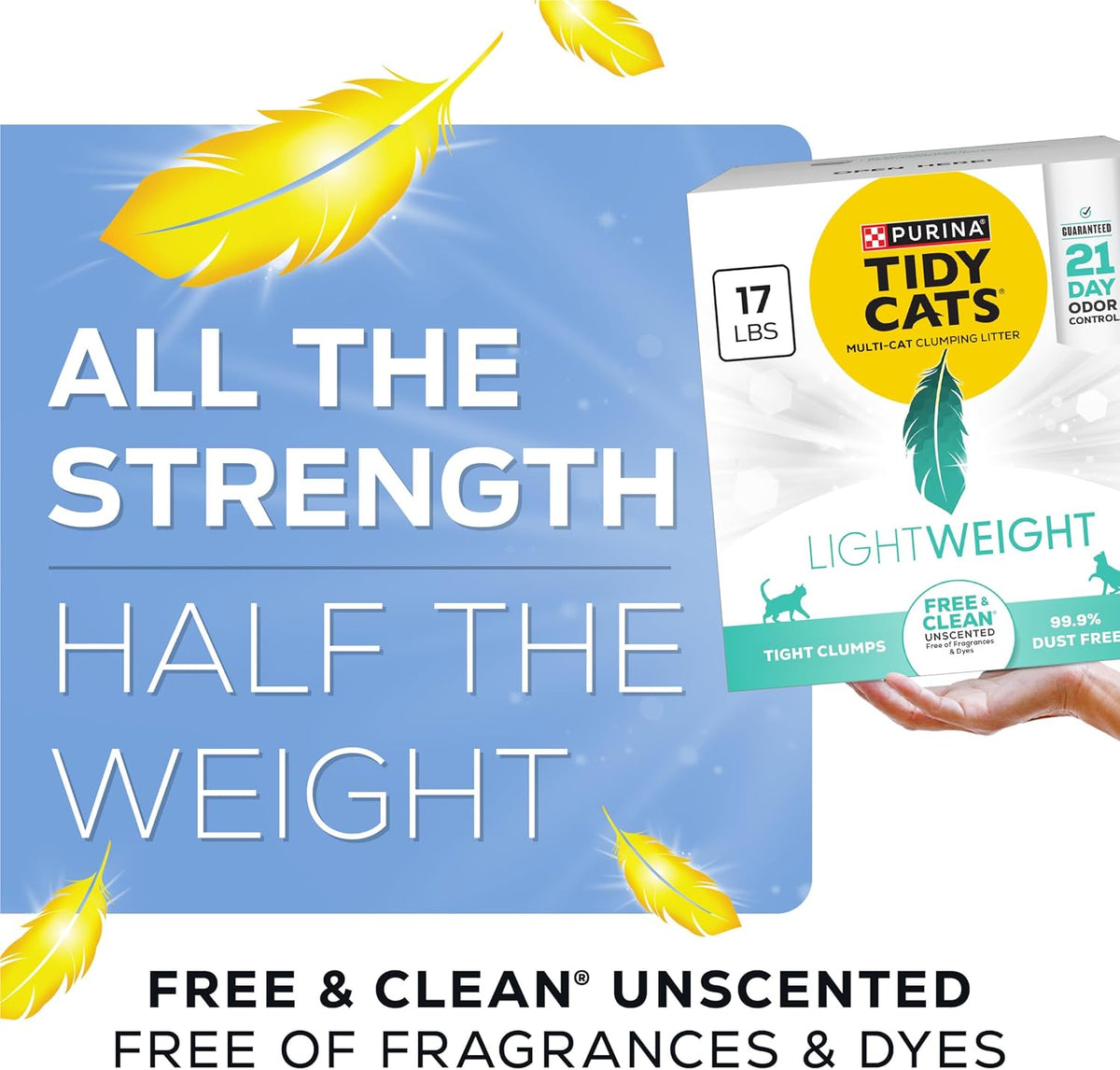 Purina Tidy Cats LightWeight Free and Clean Unscented, Multi-Cat, Clumping, 99.9 Percent Dust Free