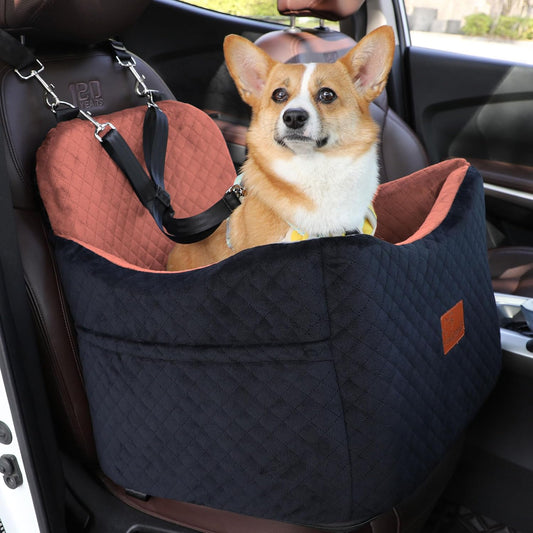 Dog Car Seat for Small/Medium Dogs,Pet Booster Seat with Harness,Memory Foam and Velvet,Safety