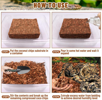 Riare 10LB Coconut Chip Substrate for Reptiles, 72 Quart Coconut Fiber Substrate Coco Chips