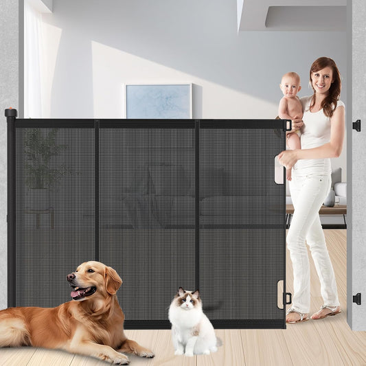 Extra Tall Retractable Baby Gates: 51" Tall Pet Gate, Extend up to 120" Wide, Mesh Baby Gate with