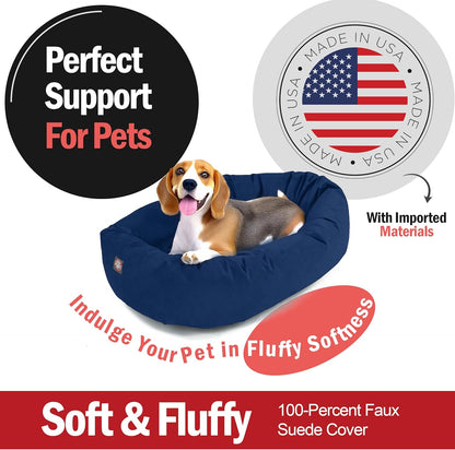 Majestic Pet 32 Inch Suede Shredded Memory Foam Mix Calming Medium Dog Bed Washable 32 x 23 x 7