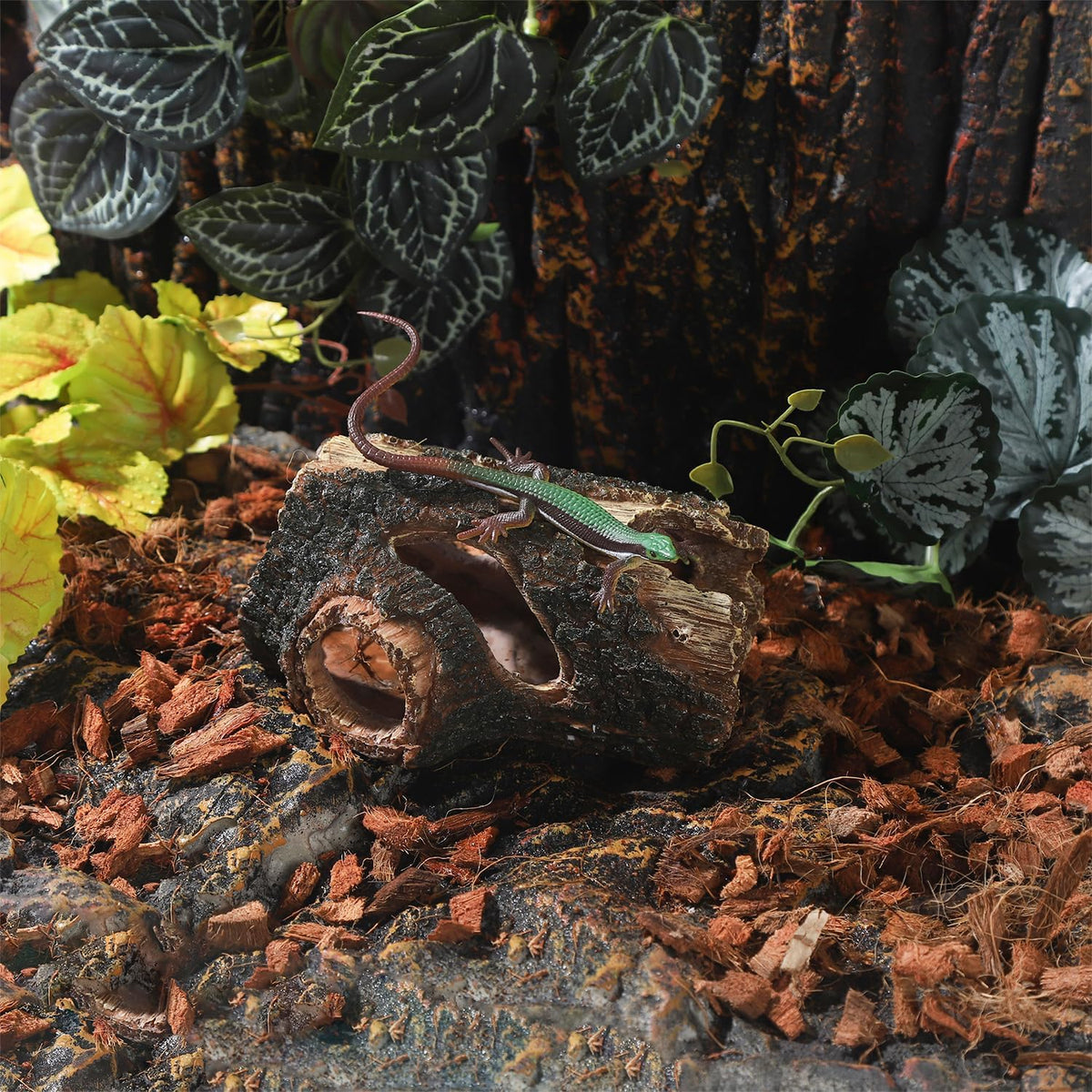 IBWell Aquarium Wood Fish Tank Decorations，Resin Fake Logs Terrarium DÉCor, Reptile Hide Aquarium