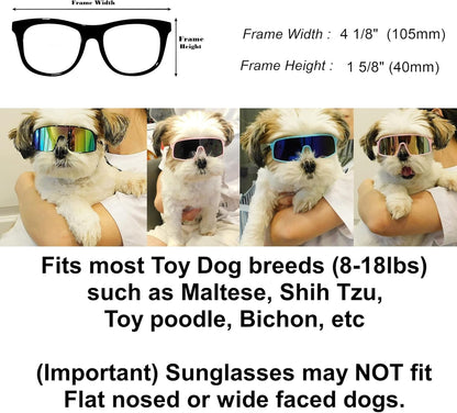 G029 Small Dog Breed 8-18lbs Pet Puppy Cat Sports Turbo Sunglasses (Sport Turbo Black-Rainbow