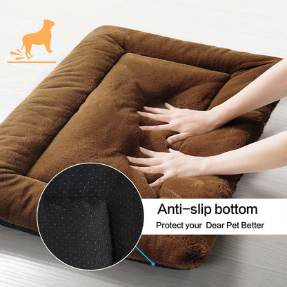 VERZEY Dog Bed, Ultra Soft Faux Fur Dog Crate Pad for Medium Dogs, 30inch, Brown, Machine Washable